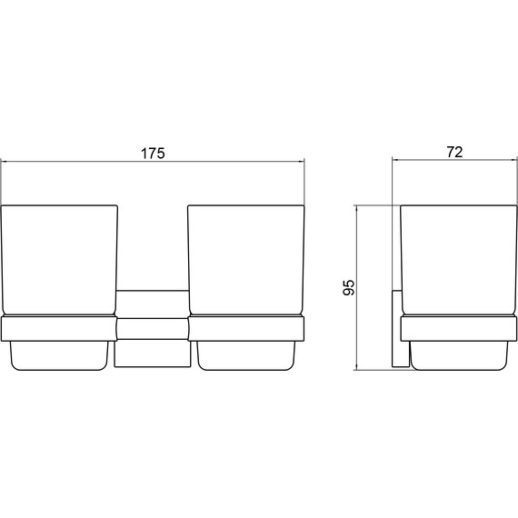 Стакан двойной для зубных щеток Timo Selene 12034/03, черный матовый фото 2