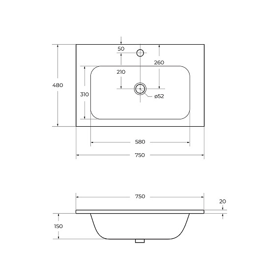 Тумба подвесная с раковиной Cezares ECO-750-2C-SO-GR-P 75 см, Grafito фото 12