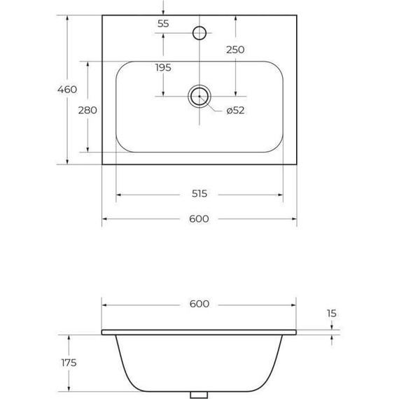Тумба подвесная с раковиной Cezares ECO-CER-600-2C-SO-GR-P 60 см, Grafito фото 12