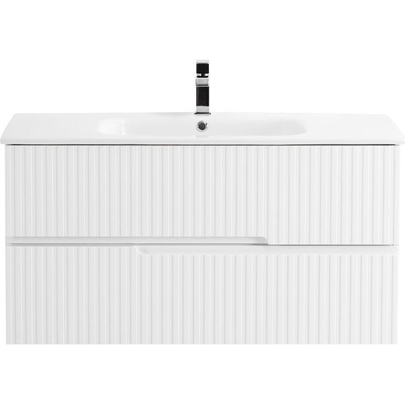Тумба подвесная с раковиной Cezares DUET-1000-2C-SO-BL 100 см, Bianco Lucido фото 