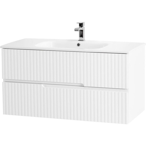 Тумба подвесная с раковиной Cezares DUET-1000-2C-SO-BL 100 см, Bianco Lucido фото 3