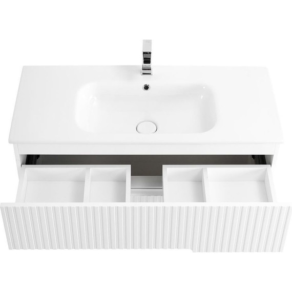 Тумба подвесная с раковиной Cezares DUET-1000-2C-SO-BO 100 см, Bianco Opaco фото 5