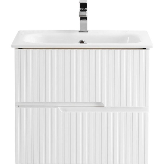 Тумба подвесная с раковиной Cezares DUET-800-2C-SO-BL 80 см, Bianco Lucido фото 
