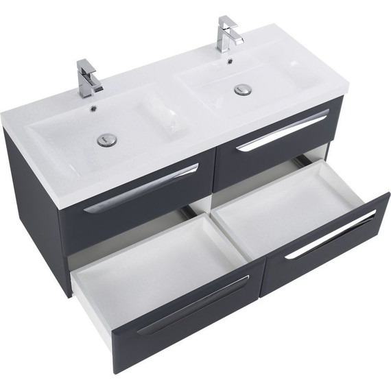 Тумба подвесная с раковиной Cezares ECO-1200-4C-SO-2-GR-P 120 см, Grafito фото 4