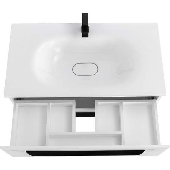 Тумба подвесная с раковиной Cezares ECO-750-2C-SO-BL 75 см, Bianco Lucido фото 7