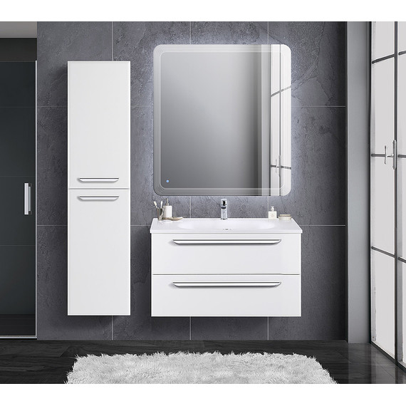 Тумба подвесная с раковиной Cezares ECO-750-2C-SO-BL 75 см, Bianco Lucido фото 9