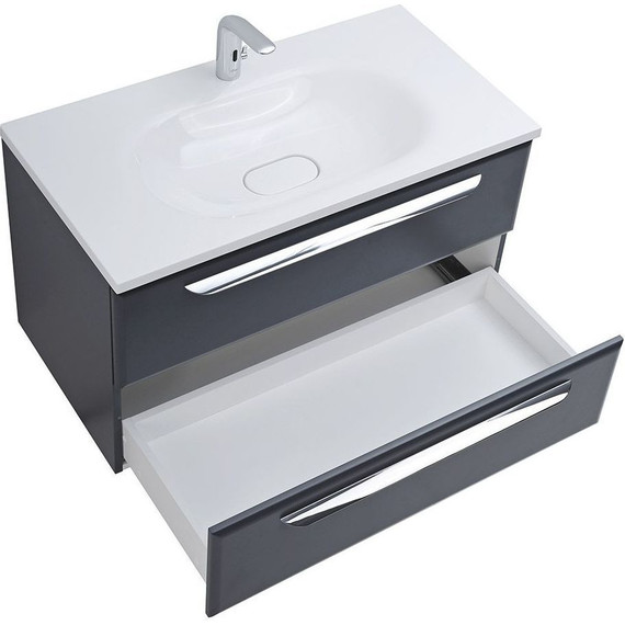 Тумба подвесная с раковиной Cezares ECO-750-2C-SO-GR-P 75 см, Grafito фото 3