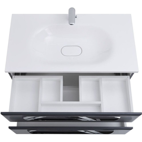 Тумба подвесная с раковиной Cezares ECO-750-2C-SO-GR-P 75 см, Grafito фото 4