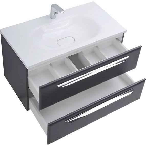 Тумба подвесная с раковиной Cezares ECO-750-2C-SO-GR-P 75 см, Grafito фото 5