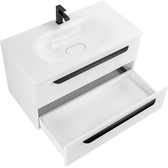 Тумба подвесная с раковиной Cezares ECO-900-2C-SO-BO 90 см, Bianco Opaco фото 3