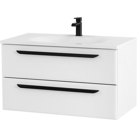 Тумба подвесная с раковиной Cezares ECO-900-2C-SO-BO 90 см, Bianco Opaco фото 2