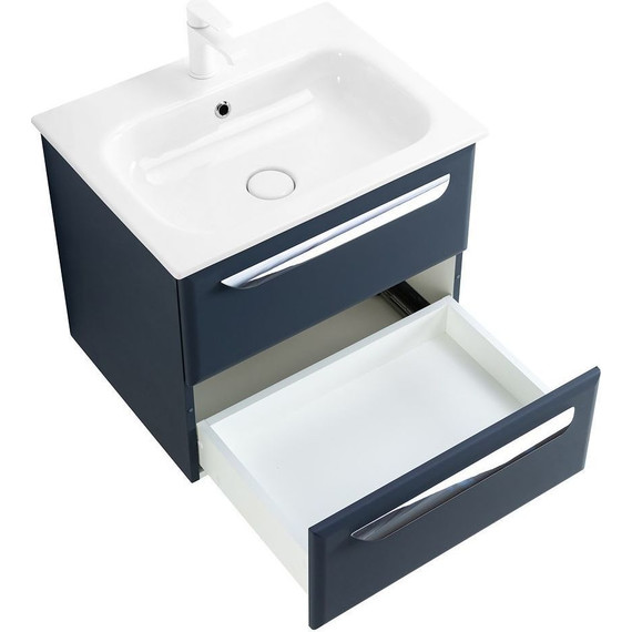 Тумба подвесная с раковиной Cezares ECO-CER-600-2C-SO-GR-P 60 см, Grafito фото 4