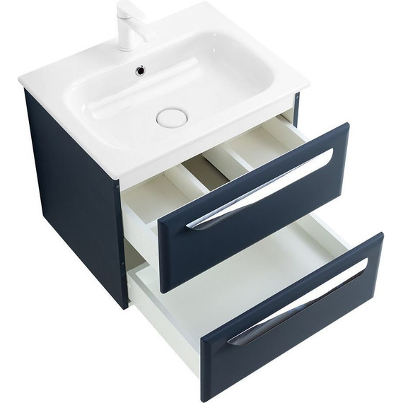 Тумба подвесная с раковиной Cezares ECO-CER-600-2C-SO-GR-P 60 см, Grafito фото 6