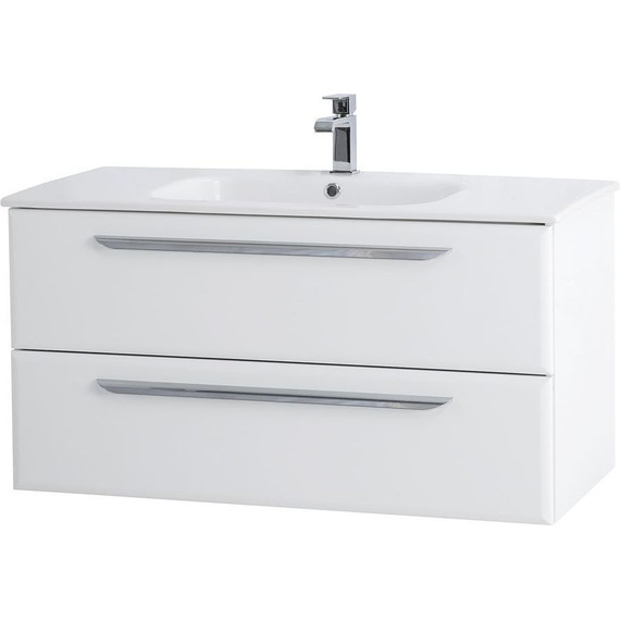 Тумба подвесная с раковиной Cezares ECO-CER-800-2C-SO-BL 80 см, Bianco Lucido фото 3