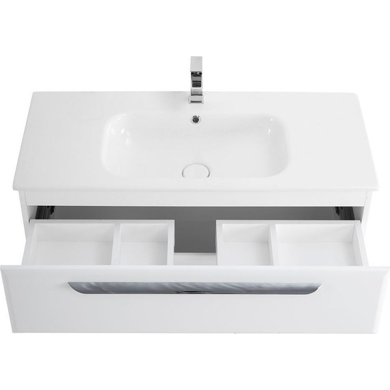 Тумба подвесная с раковиной Cezares ECO-CER-1000-2C-SO-BL 100 см, Bianco Lucido фото 5