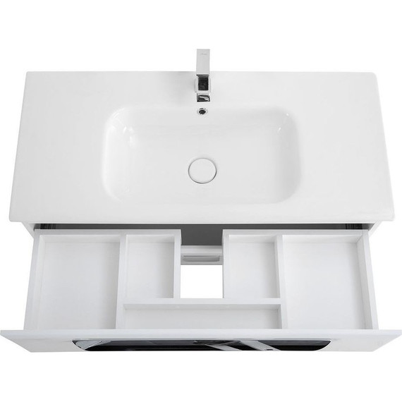 Тумба подвесная с раковиной Cezares ECO-CER-1000-2C-SO-BL 100 см, Bianco Lucido фото 8