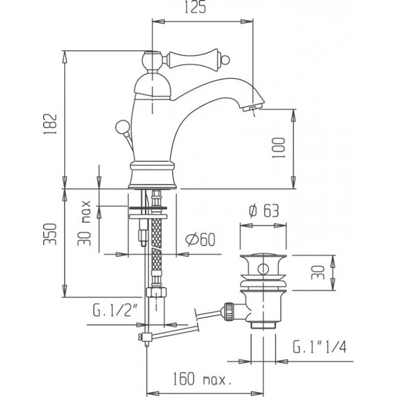 Смеситель для раковины Cezares MARGOT-LSM1-A-02-Bi, бронза, Цвет производителя: бронза фото 2