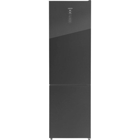 Двухкамерный холодильник Hiberg RFC-400DX NFGB inverter, чёрное стекло фото 