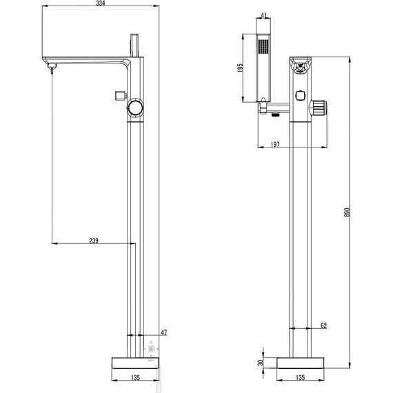 Смеситель для ванны Azario Piano AZ-208260AB5C-0308A, Цвет производителя: хром фото 2