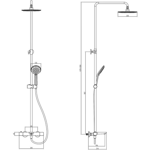 Душевая стойка с термостатом Azario Galaxy AZ-67B47EV1-1DC1J19A-ZH3394A-HB1153C, Цвет производителя: хром фото 2