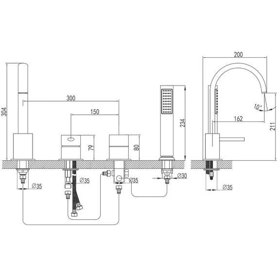 Смеситель для ванны Azario Delicate AZ-QA28173C-1381AC, Цвет производителя: хром - 2 Смеситель для ванны Azario Delicate AZ-QA28173C-1381AC, Цвет производителя: хром фото 2