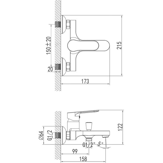 Смеситель для ванны Azario Elvis AZ-WWK238155PA, черный - 6 Смеситель для ванны Azario Elvis AZ-WWK238155PA, черный фото 6
