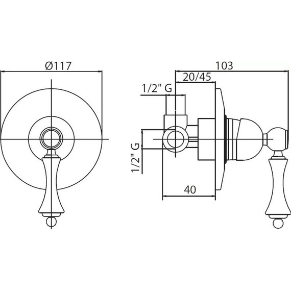 Смеситель для душа Cezares MARGOT-DIM-02-M, бронза - 2 Смеситель для душа Cezares MARGOT-DIM-02-M, бронза фото 2