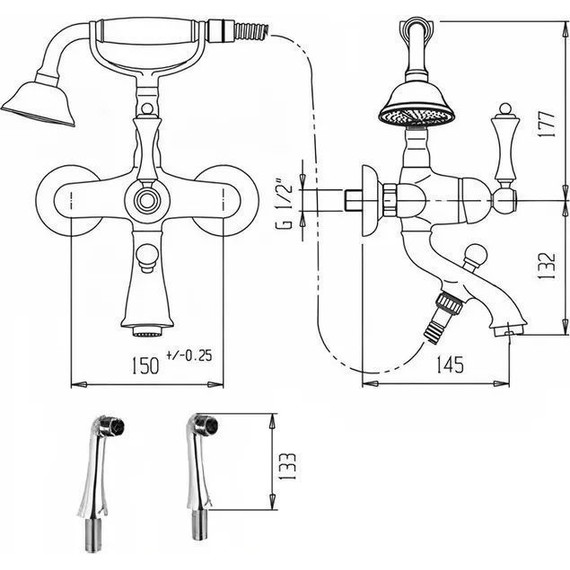Смеситель для ванны Cezares MARGOT-PBV-02-Bi, бронза, Цвет производителя: бронза фото 2