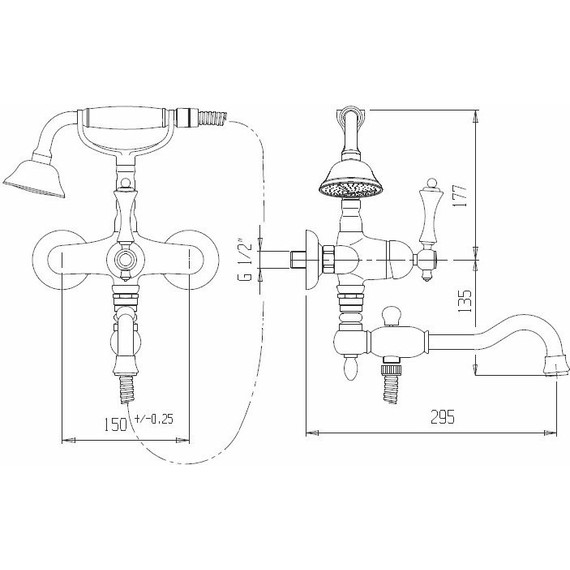Смеситель для ванны Cezares MARGOT-VDFM2-02-M, бронза фото 2