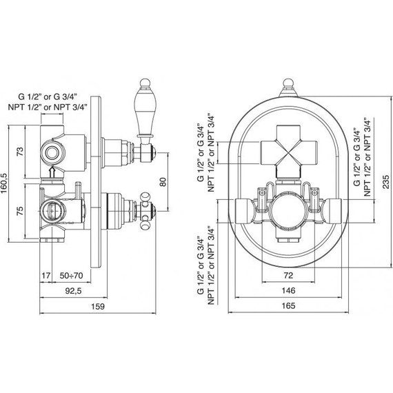 Смеситель для ванны с термостатом Cezares MARGOT-VDIM2-T-02-Bi, бронза, Цвет производителя: бронза - 2 Смеситель для ванны с термостатом Cezares MARGOT-VDIM2-T-02-Bi, бронза, Цвет производителя: бронза фото 2