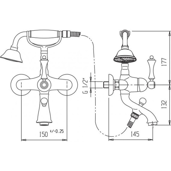Смеситель для ванны Cezares MARGOT-VDM-02-M, бронза фото 2