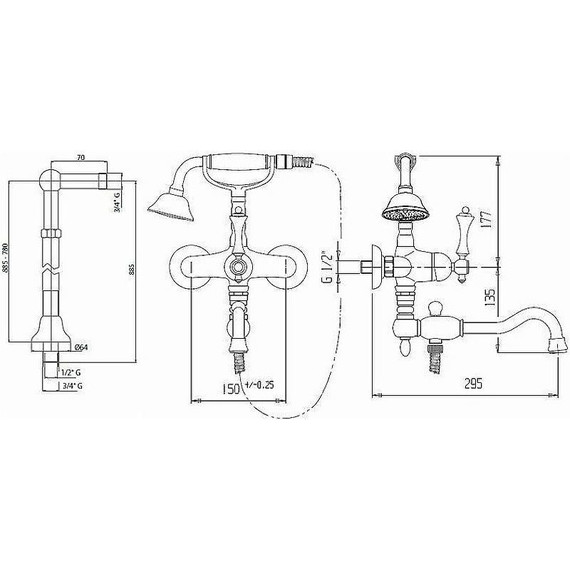 Смеситель для ванны Cezares MARGOT-VDP2-01-Bi, Цвет производителя: хром фото 3