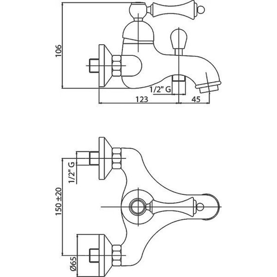 Смеситель для ванны Cezares MARGOT-VM-03/24-M, золото 24 карат, Цвет производителя: золото фото 2