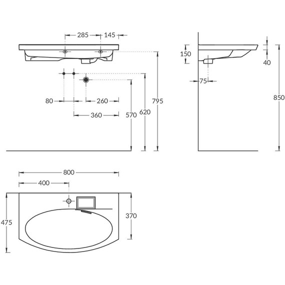 Тумба подвесная с раковиной Kerama Marazzi Riva 80 см RV.80\WHT.M, белый матовый фото 14