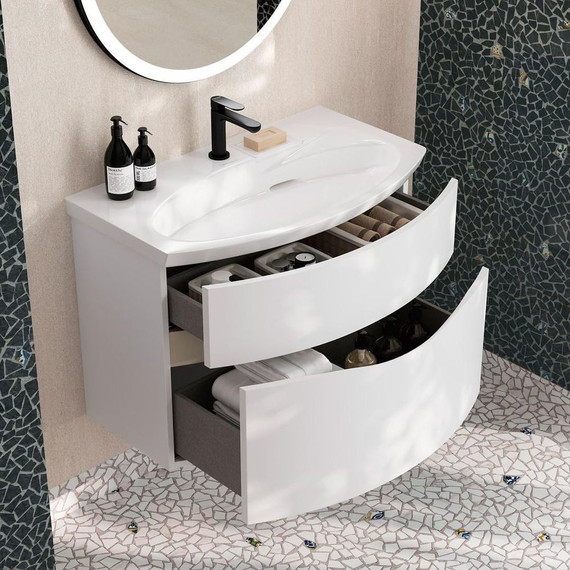 Тумба подвесная с раковиной Kerama Marazzi Riva 80 см RV.80\WHT.M, белый матовый фото 10