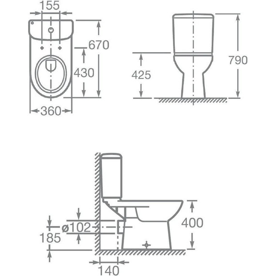 Унитаз-компакт Roca Access 34P23800Y с крышкой микролифт (горизонтальный выпуск) фото 5