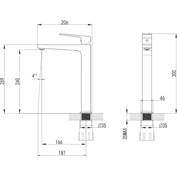 Смеситель для раковины высокий Azario Eddie AZ-VBH168U07C, Цвет производителя: хром фото 2