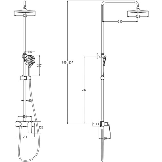 Душевая стойка Azario Cheerful AZ-VES238U33C-1BE1J29A-ZH3384A фото 2