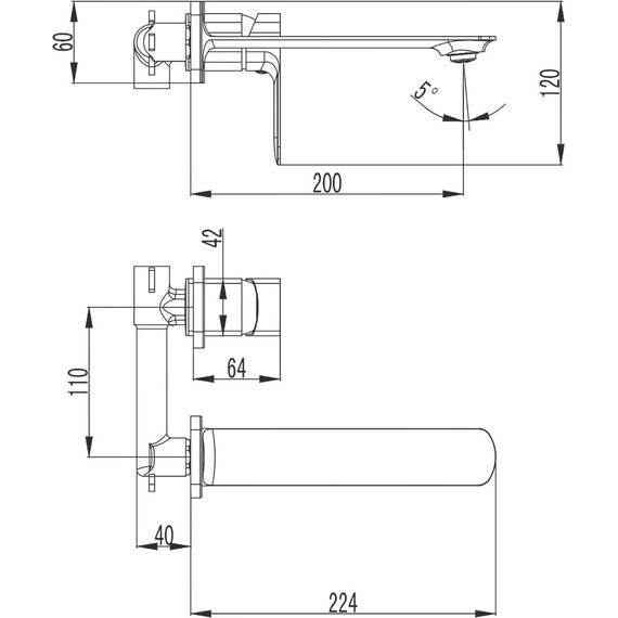 Смеситель для раковины настенный Azario Asher AZ-VNN148311C фото 2