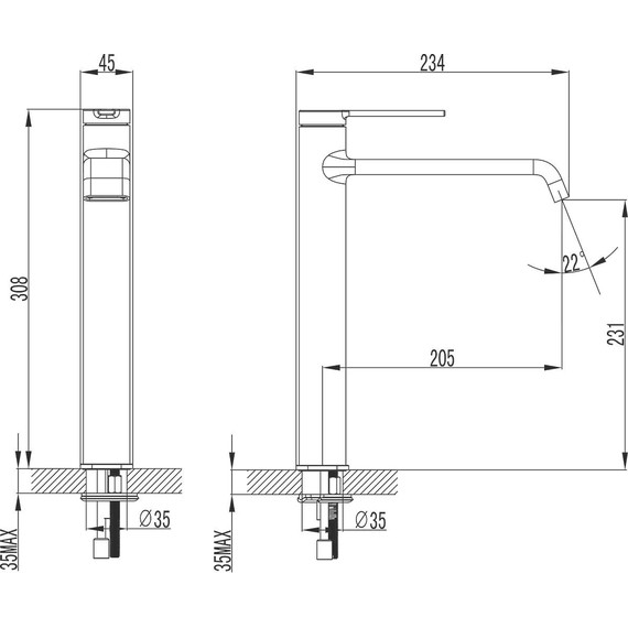 Смеситель для раковины высокий Azario Vincente AZ-VPV168R26PA, черный, Цвет производителя: чёрный фото 2