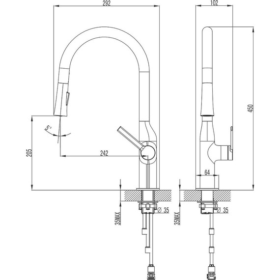 Смеситель для кухни Azario Vincente AZ-VPV569064AJ, графит, Цвет производителя: оружейная сталь фото 2