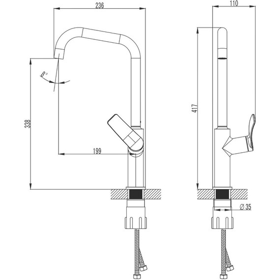 Смеситель для кухни Azario Ability AZ-VQR568073AJ, графит, Цвет производителя: оружейная сталь фото 2