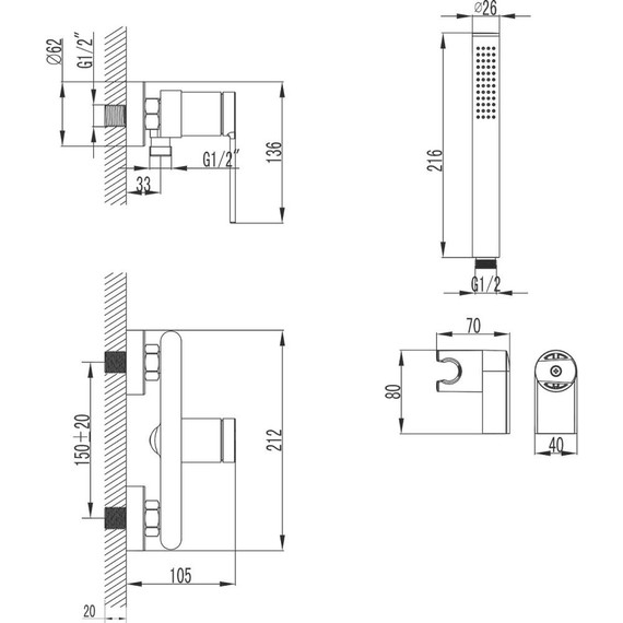 Смеситель для душа Azario Vincente AZ-VRZ338326PA, черный, Цвет производителя: чёрный - 6 Смеситель для душа Azario Vincente AZ-VRZ338326PA, черный, Цвет производителя: чёрный фото 6