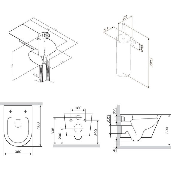 Набор подвесной унитаз с гигиеническим душем Am.Pm Sense CK74H0403W фото 9