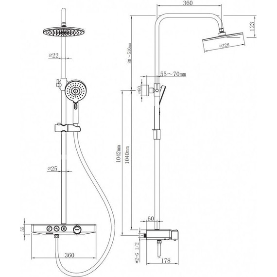 Душевая стойка с термостатом Berges Wasserhaus Morans 075002, черный матовый фото 8