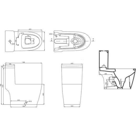 Унитаз-моноблок безободковый Creo Ceramique One ON0101 с крышкой микролифт - 11 Унитаз-моноблок безободковый Creo Ceramique One ON0101 с крышкой микролифт фото 11