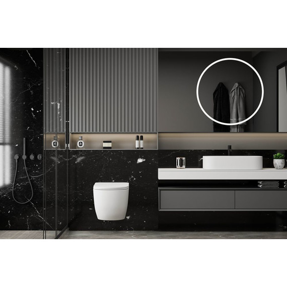 Унитаз подвесной безободковый Abber Bequem AC1100MW с крышкой микролифт, белый матовый фото 2