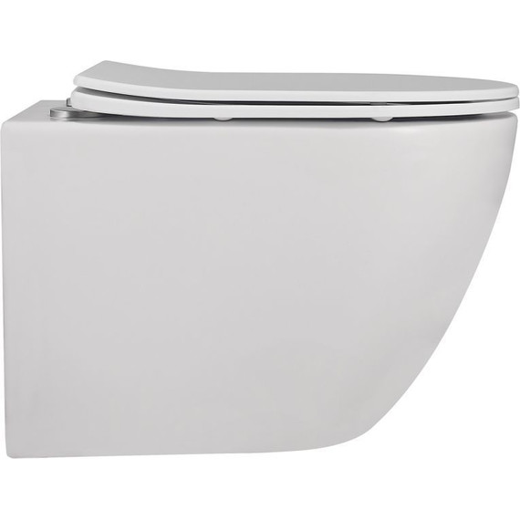 Унитаз подвесной безободковый Abber Bequem AC1100MW с крышкой микролифт, белый матовый фото 5