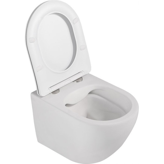 Унитаз подвесной безободковый Abber Bequem AC1100MW с крышкой микролифт, белый матовый фото 7