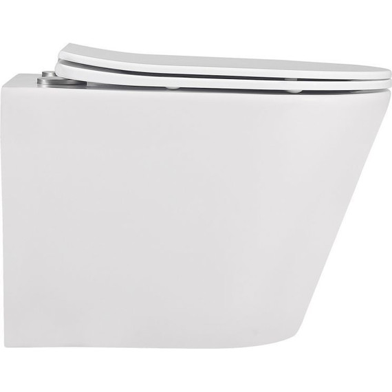 Унитаз подвесной безободковый Abber Bequem AC1102MW с крышкой микролифт, белый матовый, Цвет производителя: белый матовый фото 2